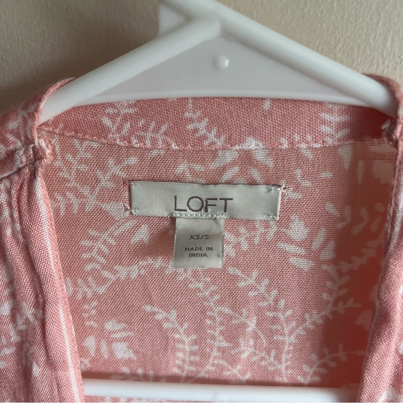 Loft Pink White Patterned Short Sleeve Kimono Blouse XS Small - Picture 5 of 5